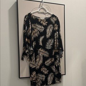 H&M Black and Cream Leaf Pattern Mini Dress